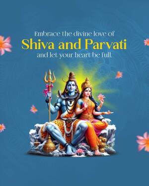 Image of Lord Shiva and Goddess Parvati in a divine pose