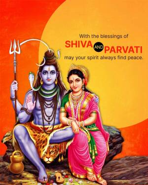 Image of Lord Shiva and Goddess Parvati with a blessing message