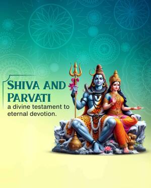 Image of Lord Shiva and Goddess Parvati in a devotional setting.