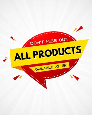 Sale banner with text 'Don't Miss Out - All Products Available at ₹99'