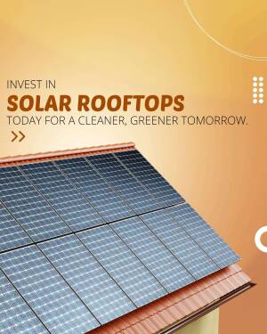 Solar panels on a rooftop with a gradient orange background