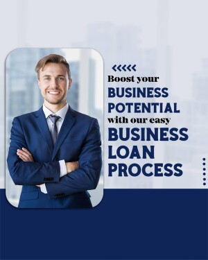 Man in a suit promoting business loan services