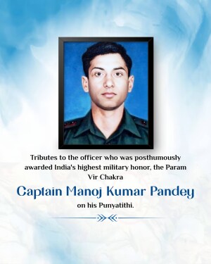 Portrait of Captain Manoj Kumar Pandey, a posthumous recipient of the Vir Chakra.