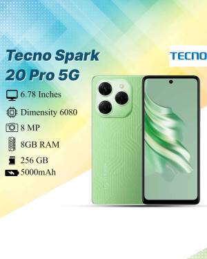Tecno Spark 20 Pro 5G smartphone in green color with specifications