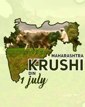 Maharashtra Krushi Din poster with map and agricultural scene