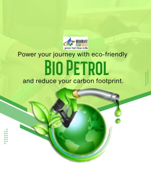 Image promoting Bio Petrol as an eco-friendly fuel option with a globe and fuel nozzle.