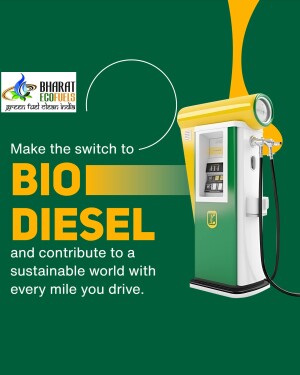 Image of a Bio Diesel fuel pump with Bharat EcoFuels logo and promotional text.