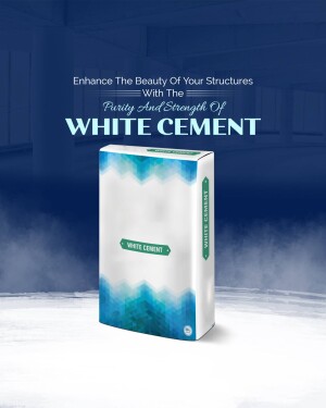 Image of a bag of white cement with a blue and white gradient design.