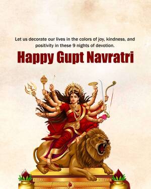 Image depicting Goddess Durga riding a lion for Gupt Navratri