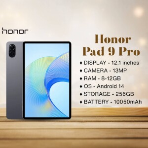 Honor Pad 9 Pro tablet with specifications displayed