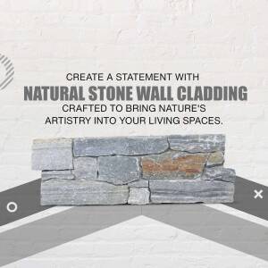 Image of natural stone wall cladding with a grey and brown color scheme.