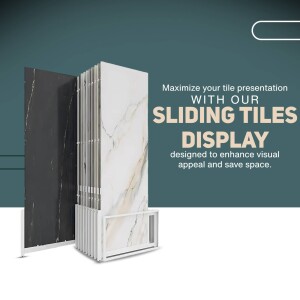 Modern sliding tile display showcasing various tile designs.