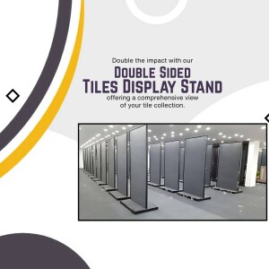 Image of a double sided tiles display stand showcasing a tile collection.