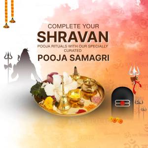 Shravan month pooja items and Lord Shiva illustration
