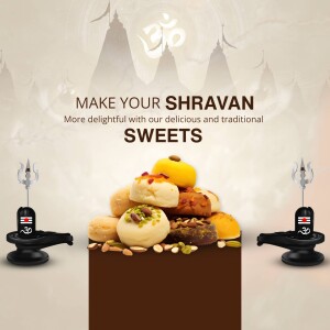 Image of traditional Indian sweets with Shiva symbols for the Shravan month