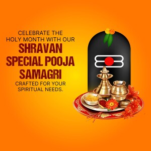 Image depicting Shravan month pooja items with a Shiva Lingam