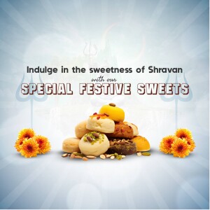Image of Indian sweets with Shravan festival greetings