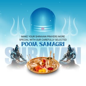 Image of Lord Shiva and Pooja Thali for Shravan month