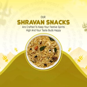 A bowl of Shravan snacks with a festive background.