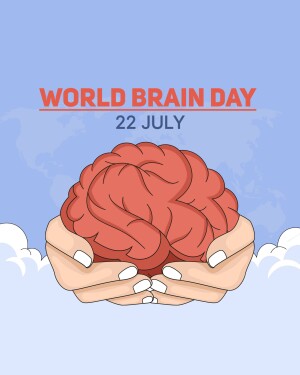Illustration of hands cradling a brain with the text 'World Brain Day 22 July'