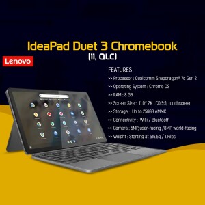 Lenovo IdeaPad Duet 3 Chromebook with keyboard and display