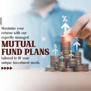 Image depicting growth in mutual fund investments with stacked coins and upward arrows.