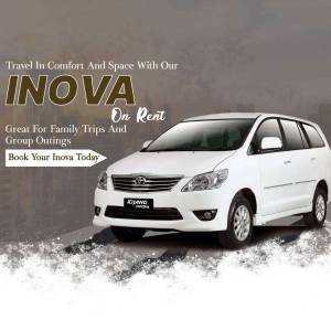 White Toyota Innova car available for rent, ideal for family trips and group outings.