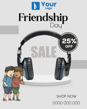 Friendship Day promotion with headphones and children illustration