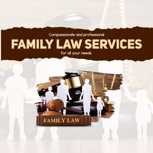 Image depicting family law services with a gavel and silhouettes of people.