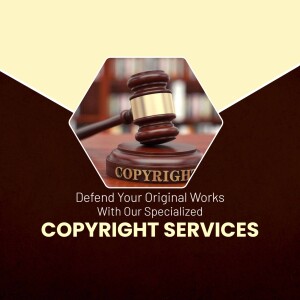 Gavel and copyright text promoting legal services