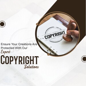 Copyright stamp on a notebook with text 'Copyright Solutions'