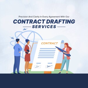 Illustration of professionals reviewing and drafting a contract.