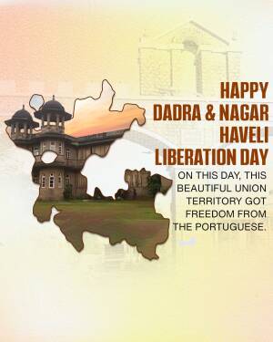 Image commemorating Dadra and Nagar Haveli Liberation Day with a map and building silhouette.