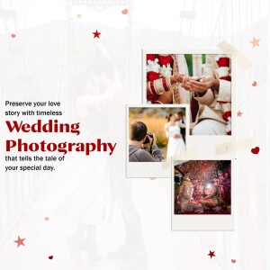 Wedding photography collage with photos of a couple and a photographer