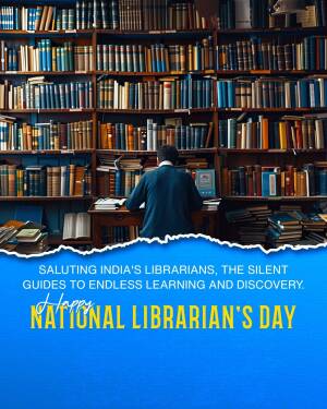Man reading in a library surrounded by bookshelves, celebrating National Librarian's Day.