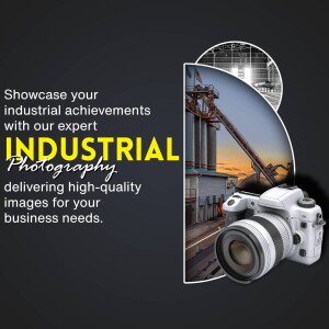 Industrial photography advertisement with a camera and industrial landscape