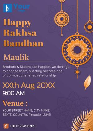 Raksha Bandhan invitation with floral design and text