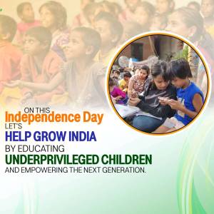 Image depicting children receiving education with Independence Day theme