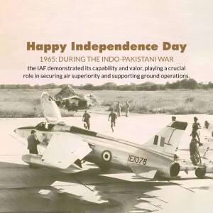 Vintage image of an Indian Air Force fighter jet during the 1965 Indo-Pakistani War.