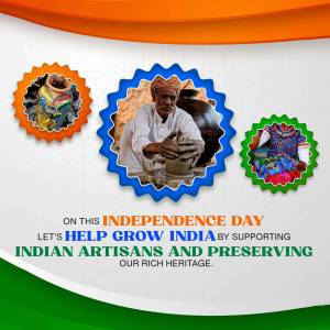 Image depicting Indian Independence Day with artisans and traditional crafts.