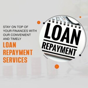Image promoting loan repayment services with a button graphic.