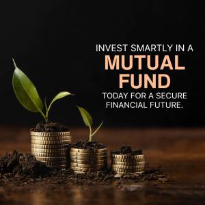 Image depicting a growing plant sprouting from stacked coins, representing investment in a mutual fund.