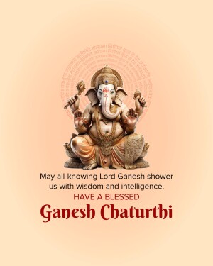 Image of Lord Ganesha with a blessing message for Ganesh Chaturthi