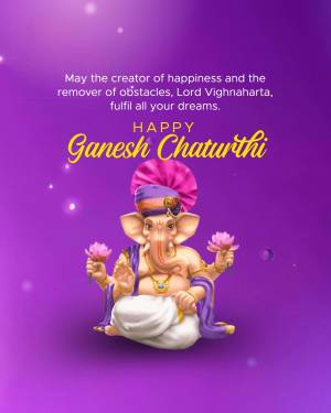 Image of Lord Ganesha with a festive greeting for Ganesh Chaturthi