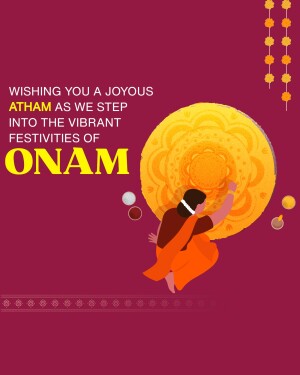 Illustration of a woman admiring a floral rangoli for Onam