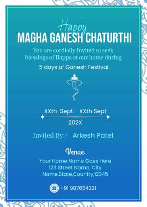 Happy Magha Ganesh Chaturthi Invitation Promotional Banner For Twitter