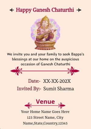 Happy Ganesh Chaturthi Invitation Artwork For Facebook