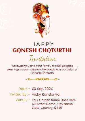 Happy Ganesh Chaturthi Invitation Social Media Post For Telegram