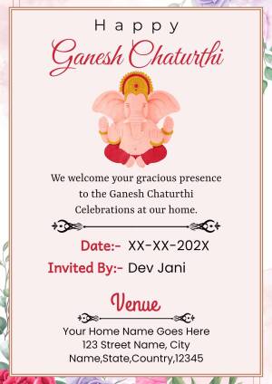 Happy Ganesh Chaturthi Invitation Graphic For Google Business Profile