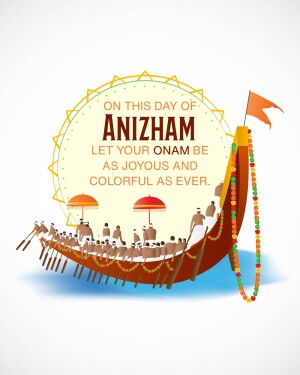 Illustration of a traditional Kerala houseboat celebrating Onam